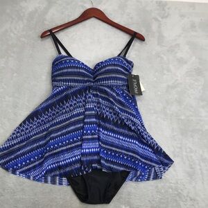 Profile by Gottex  Indigo Girl Bandeau Fly Away One Piece 12 New